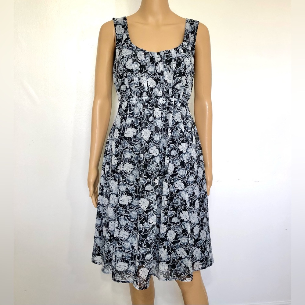 Emma & Michele Black and White Floral Midi Dress